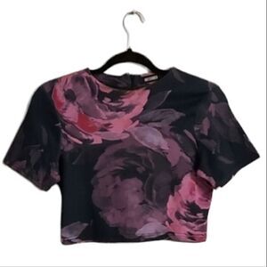 Misguided Cropped Floral Fitted Top